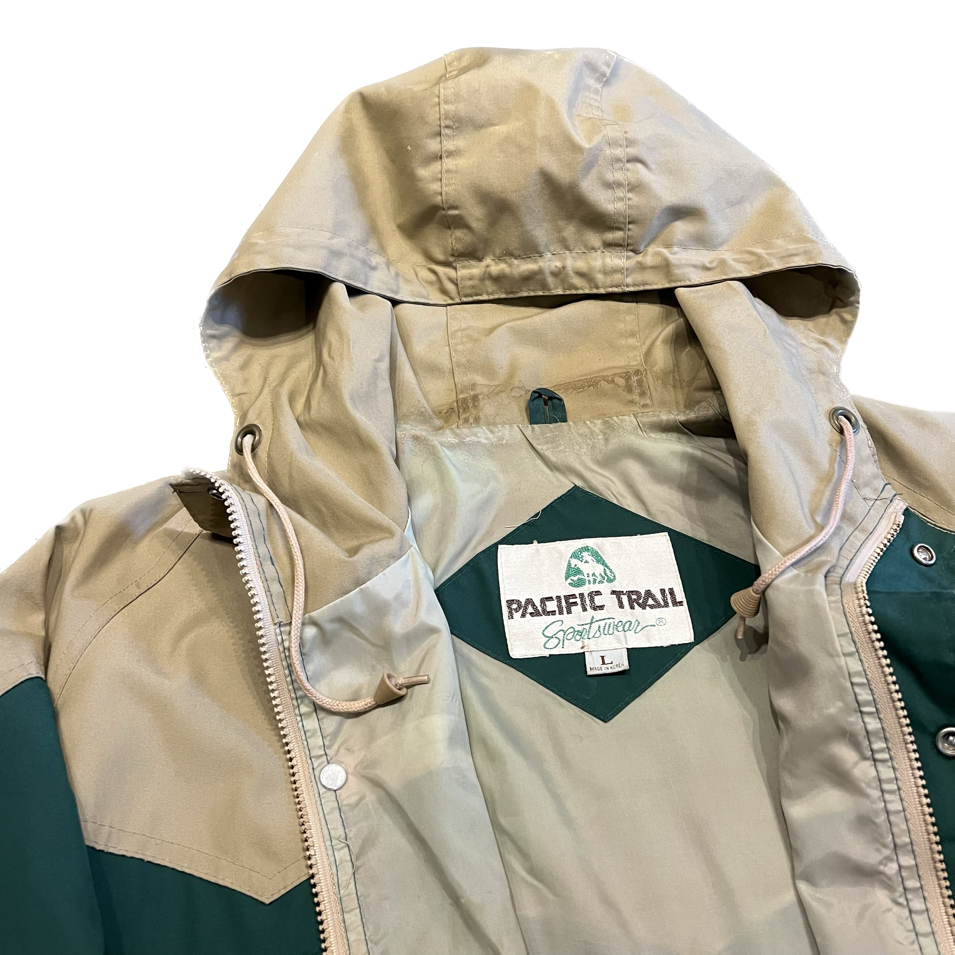 Vintage Pacific Trail Hooded Jacket Large Forest Green Khaki