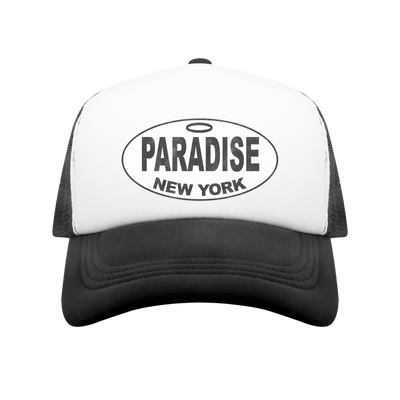 Paradise NYC Halo Logo Trucker Hat Black / White