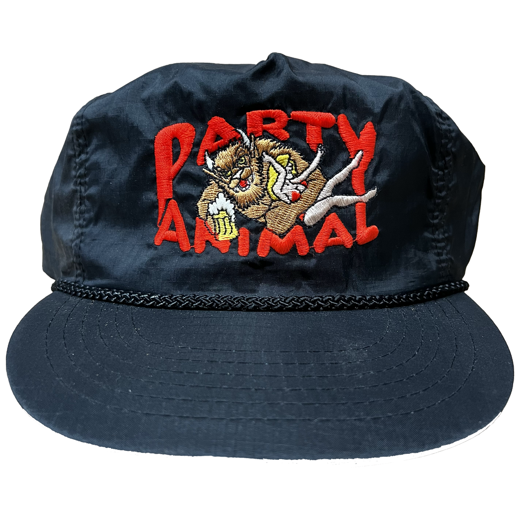 Vintage Party Animal Nylon Rope Snapback Hat - Black