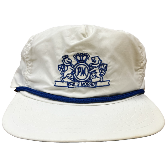 Vintage Phillip Morris Nylon Rope Strapback Hat - White / Blue