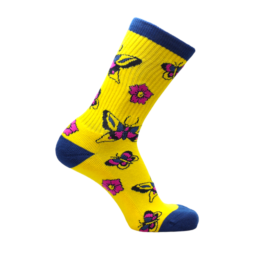 Psockadelic Butterfly Flower Socks Yellow