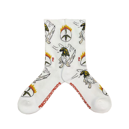 Psockadelic OG Smoker Crew Socks White