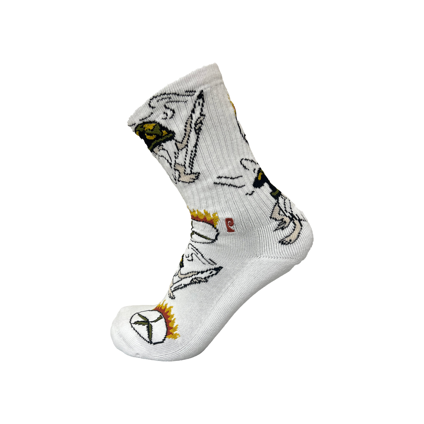Psockadelic OG Smoker Crew Socks White