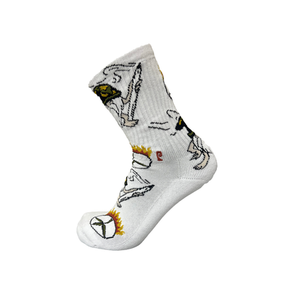 Psockadelic OG Smoker Crew Socks White