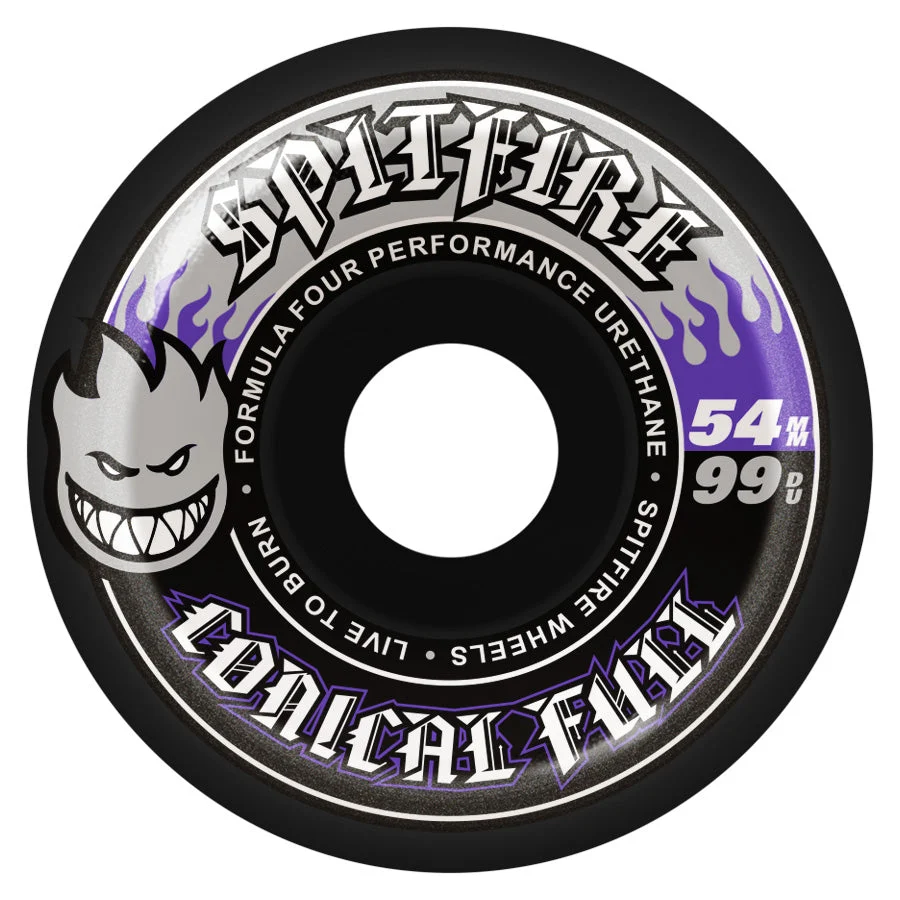 Spitfire Formula Four Conical Full 54mm 99d Set Of 4 Skateboard Wheels Black / Silver / Purple