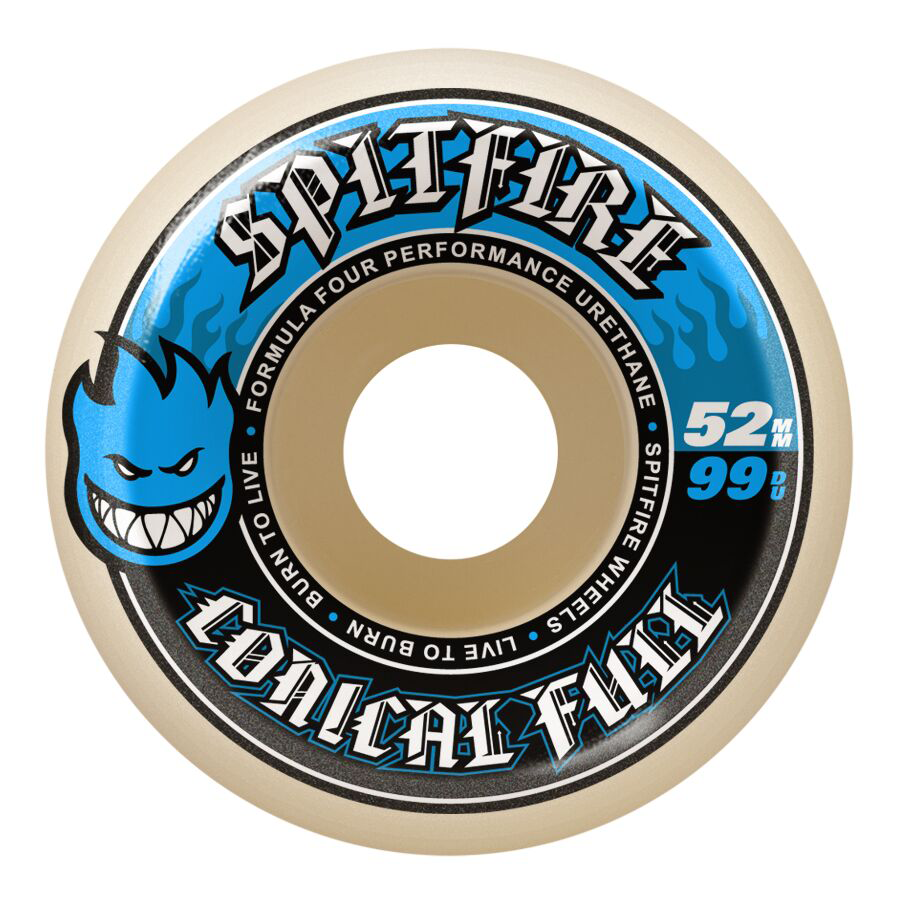 Spitfire Formula Four Conical Full 52mm 99d Set Of 4 Skateboard Wheels Natural