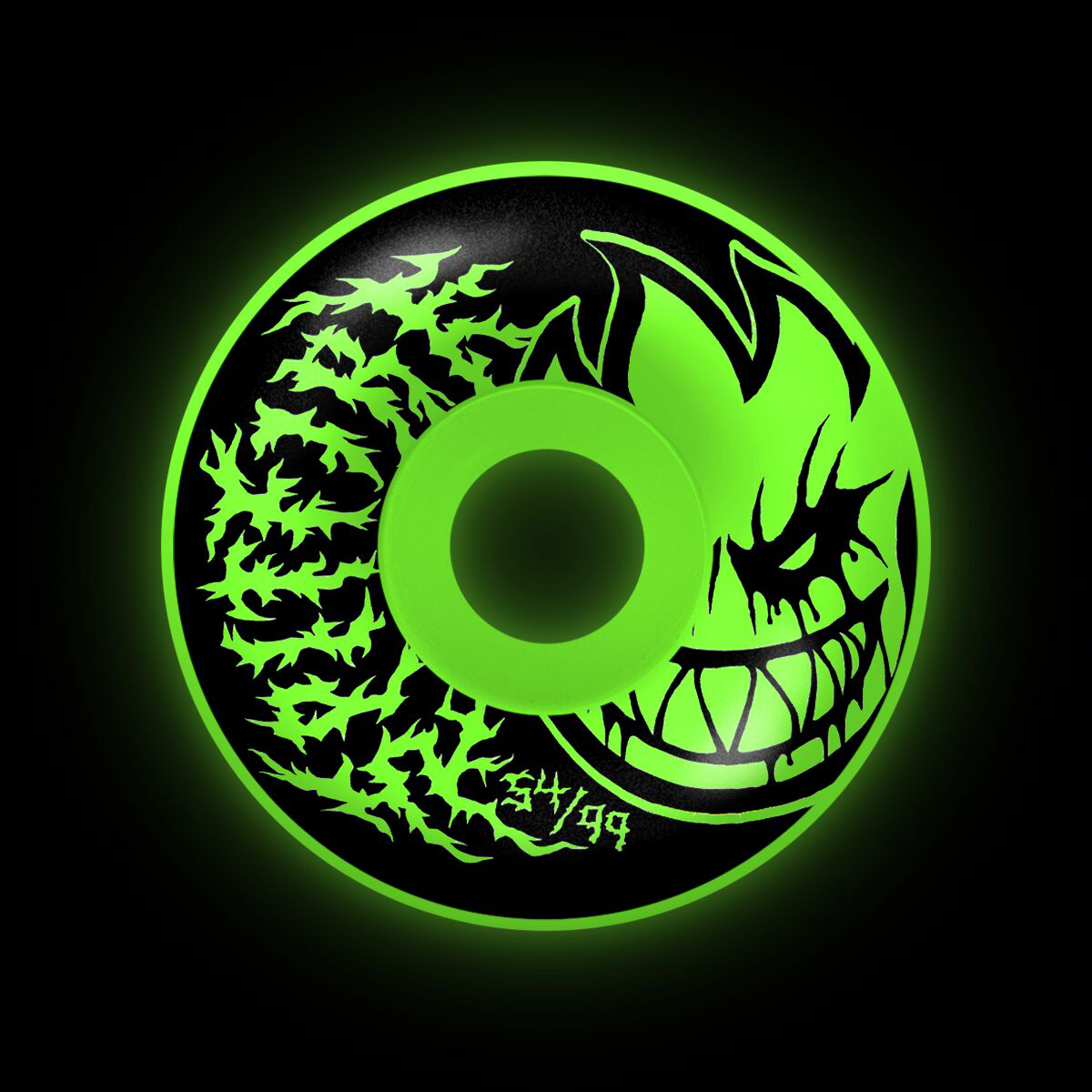 Spitfire Formula Four Deathmask II Radial Full 54mm 99d Set Of 4 Skateboard Wheels Glow In The Dark