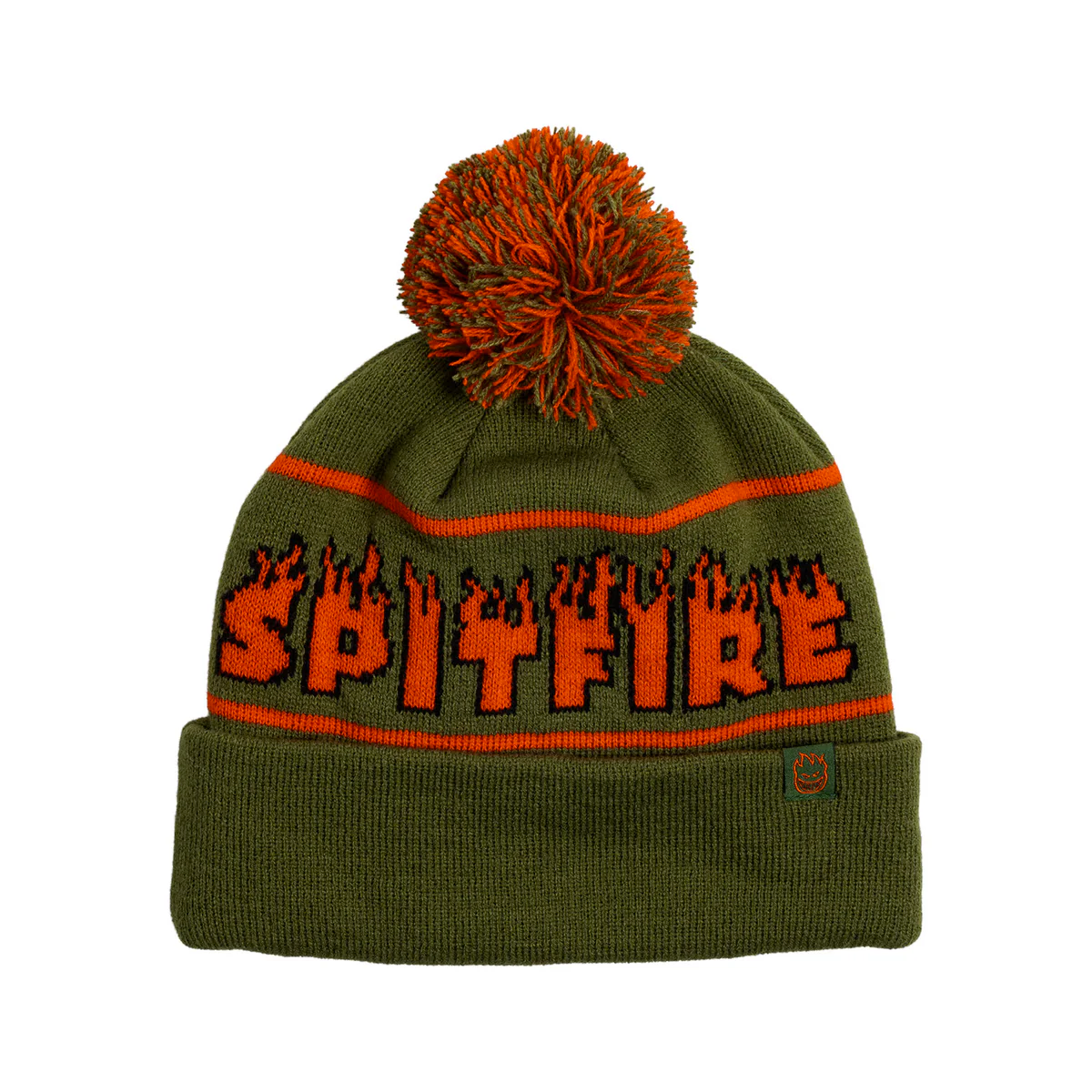Spitfire Demonseed Script Pom Beanie Olive / Red / Black