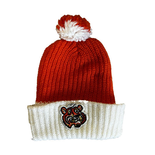 Vintage Tiger Pom Beanie Orange / White