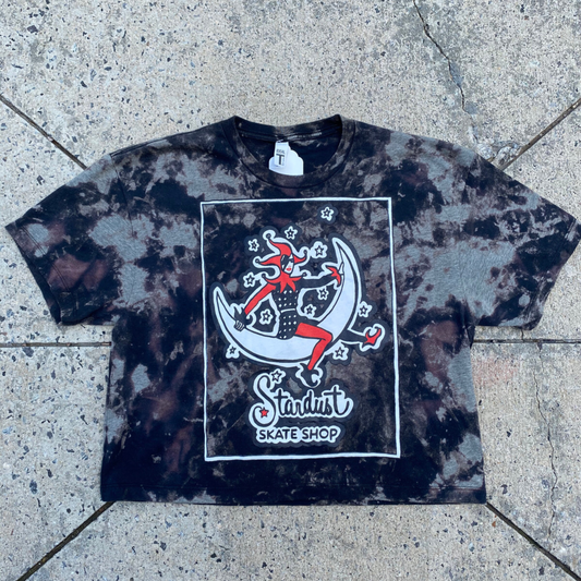 Stardust Skate Shop Moon Jest Crop Top 005 Bleached Black