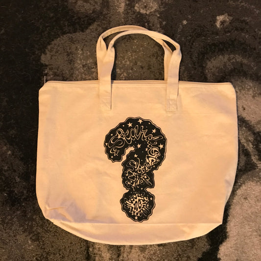 Stardust Skate Shop Uncertainty Zippered Tote Bag 002 Natural / Black