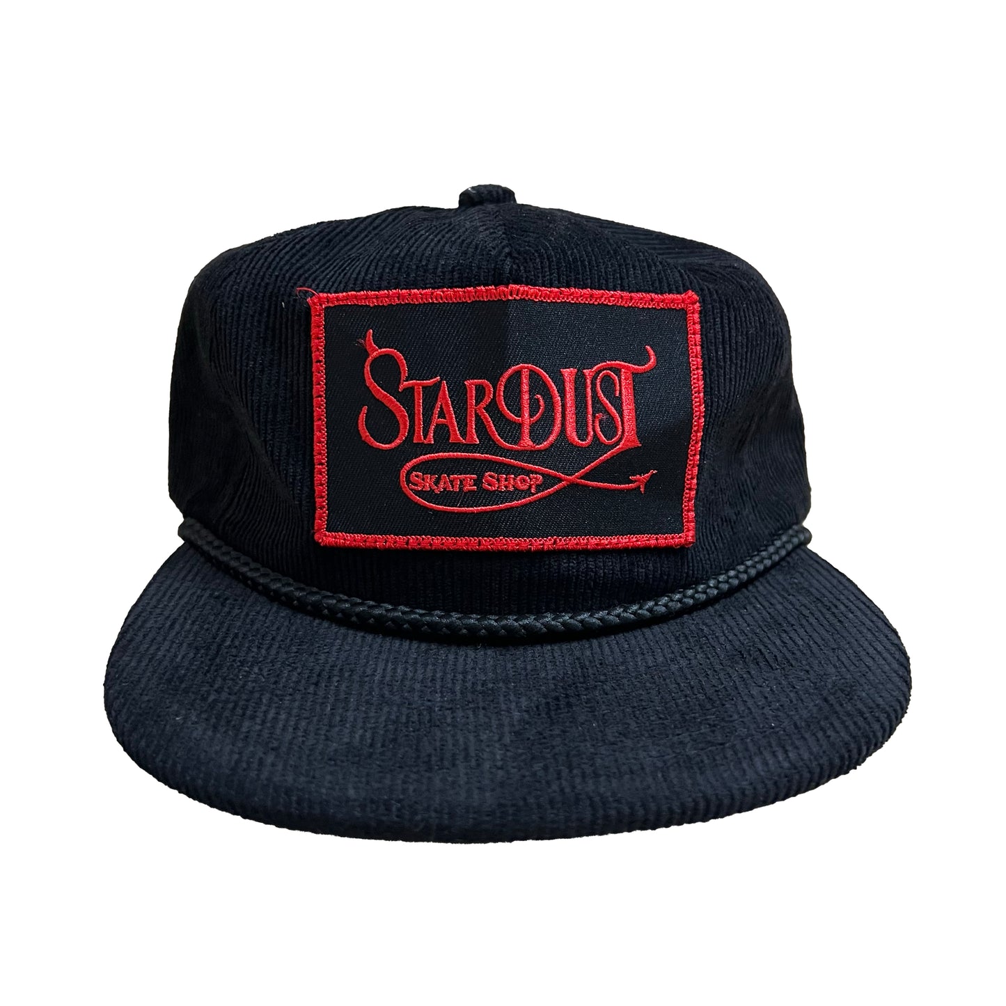 Stardust Devil's Wanderlust Patch Corduroy Snapback Hat 002 White / Red / Black