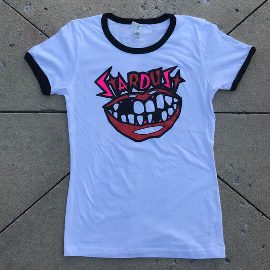 Stardust Skate Shop Teeth Women's Ringer Tee 006 White / Black